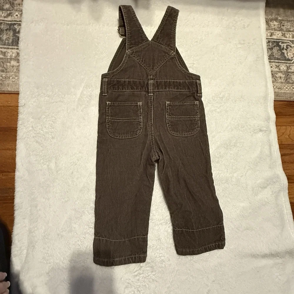 Y2K 2008 Gymboree Boys Brown Corduroy Embroidered‎ Overalls Size 12-18 Mos